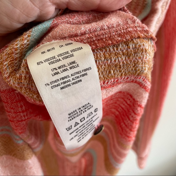 Anthropologie Maeve Calipatria Peach Coral Woven Textile Button Down Top 10 - Picture 4 of 5